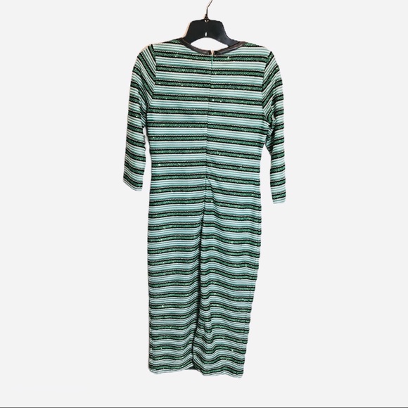 Eva Mendes Adelisa Green Sequin Striped Dress XS - Picture 7 of 8